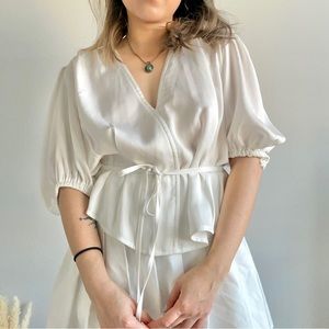 White cotton blouse, Puff White Blouse